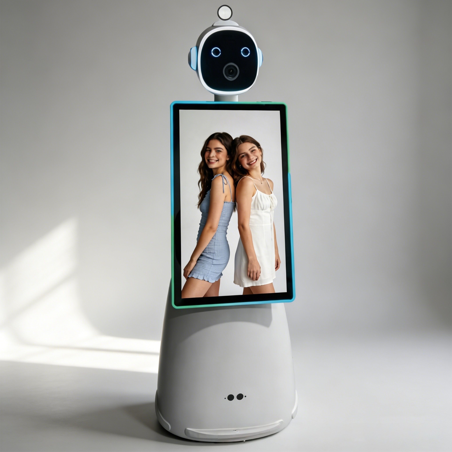 32 pulgadas robot cabina de fotos software AI inteligente APP control robot de pantalla táctil para fiesta de boda