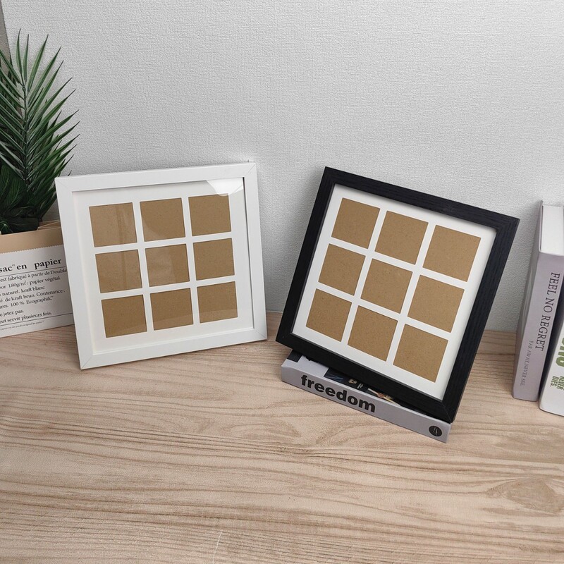 Wholesale 9-Grid Wooden Photo Frame Oil Pastel Square Frame Display Stand Vintage DIY Creative Framing Handmade
