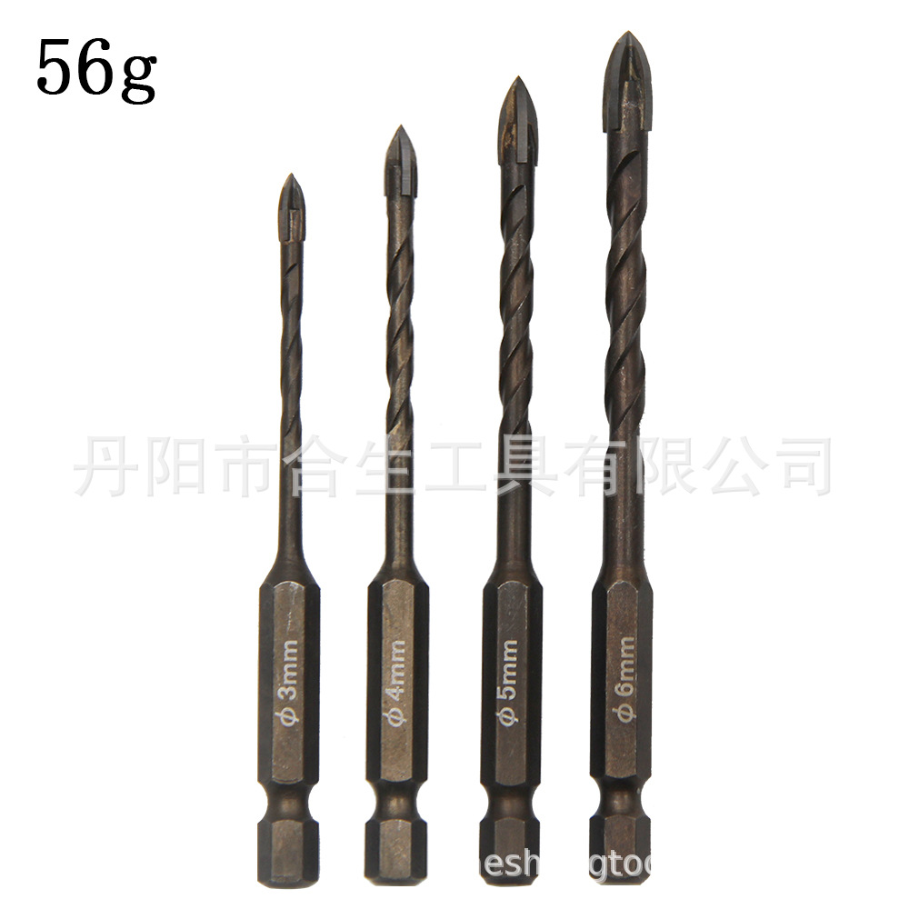 Mango hexagonal transfronterizo Taladro de vidrio cruzado azulejo agujero broca hornear espiral amarilla Pared de cerámica ojal Overlord Taladro