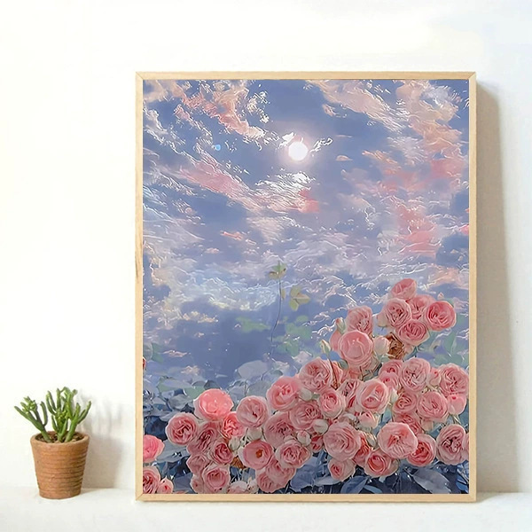Pintura al óleo digital DIY paisaje floral pintada a mano pintada al óleo pintada decoración de la sala de estar pintada colgante de alta calidad pintura descomprimida image 7