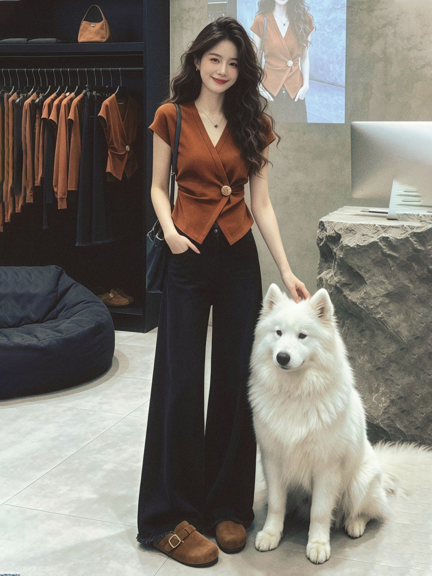 Áo thun nữ cổ chữ V tay ngắn, thiết kế thắt eo tôn dáng, phong cách cao cấp mùa hè — màu đen
