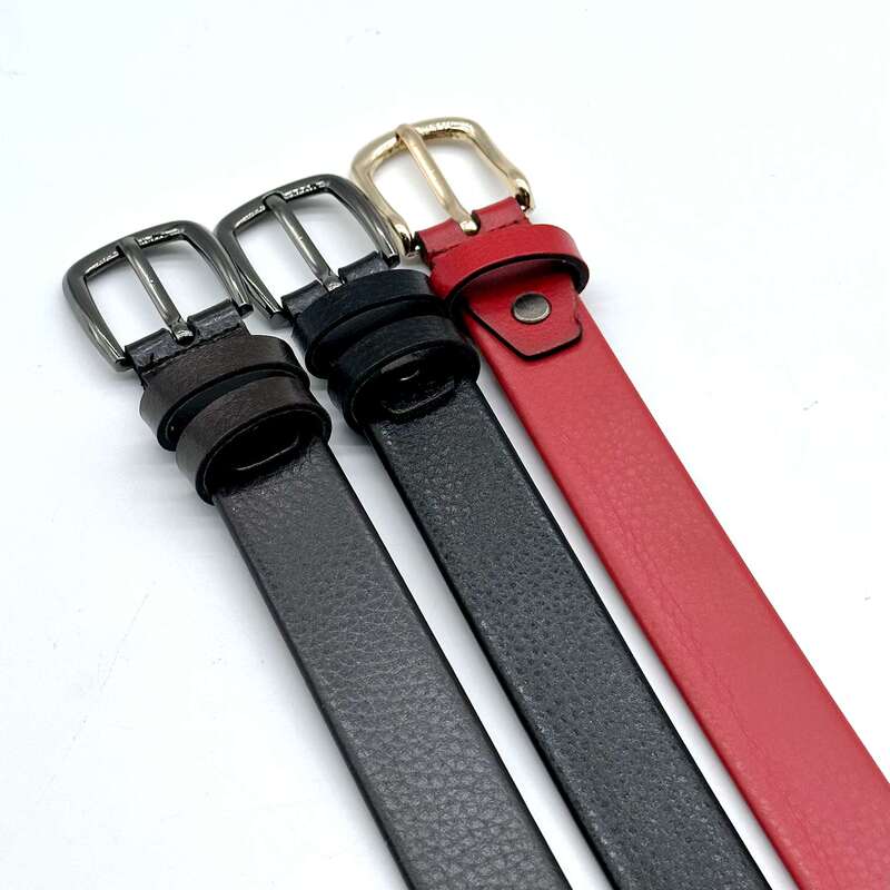 Women's Belt 2.5cm Women's Rubber-Coated Pin Buckle Leather Belt Fashion Simple Versatile Perforated Women's Belt Wholesale from Manufacturer