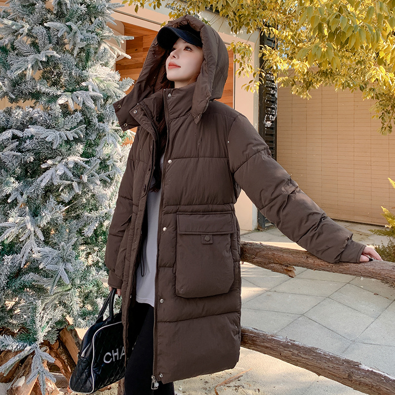 Algodón de invierno para mujeres con sombrero largo 2025 nuevo algodón de moda coreano chaqueta de algodón suelta abrigo caliente grueso