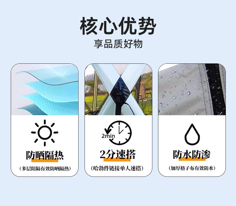 Car Rear Tent Outdoor Professional Off-Road Vehicle Dual-Purpose Canopy Automatic Quick-Open Sun Protection Waterproof Camping Tent