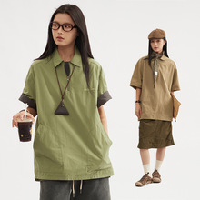 HeyHenry 男装polo短袖夏季美式宽松百搭t恤复古翻领上衣男女情侣