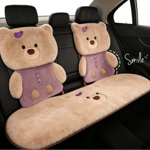 2026 new car seat cushion, winter plush and thickened, cute bear design, floor mat for winter warmth, rear seat cover