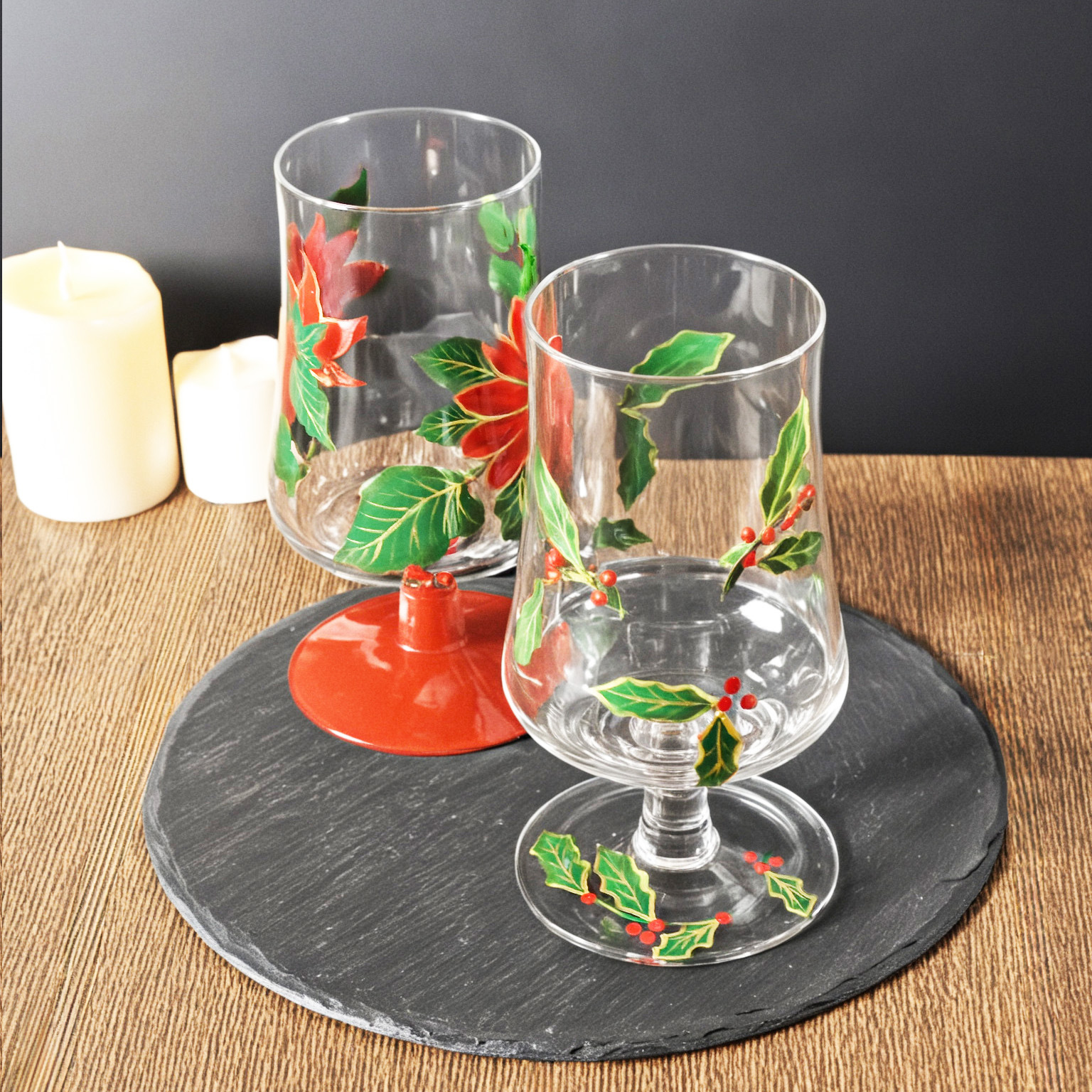 손으로 그린 유리 컬러 와인 잔 와인 잔 장식 높은 발 크리 에이 티브 홈 유럽 바 컵