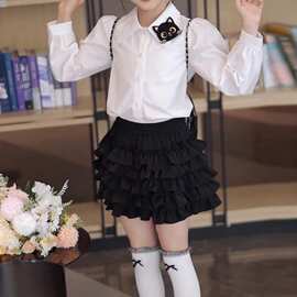 女童短裙套装秋季2026新款儿童春秋款韩系巨好看衬衫蛋糕裙两件套