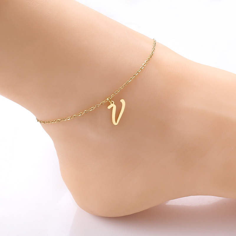 Simple Style Letter Stainless Steel Women's Anklet display picture 5