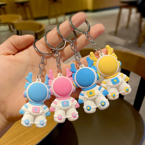 Cartoon three-dimensional space dragon PVC graduation keychain zodiac gift for male and female students Year of the Dragon key pendant