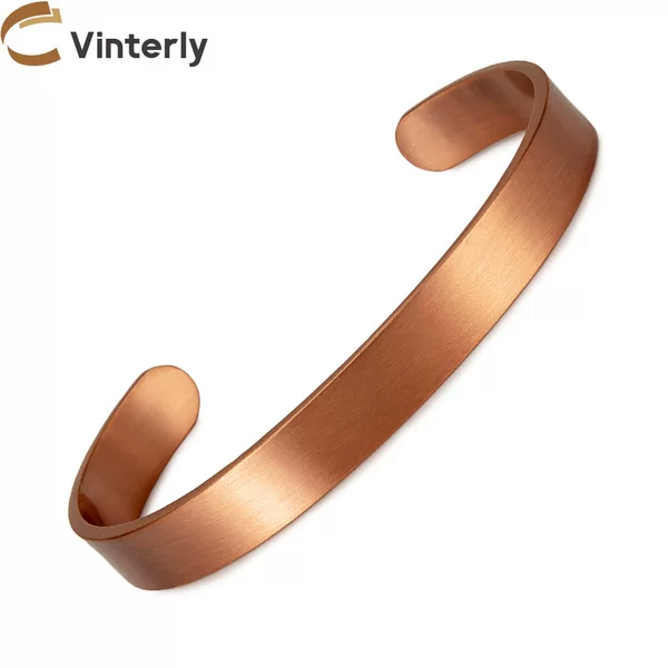 Cross-Border Aliexpress Amazon Pure Red Copper Bracelet Adjustable Open-Ended Copper Bangle Unisex Jewelry Matte Finish