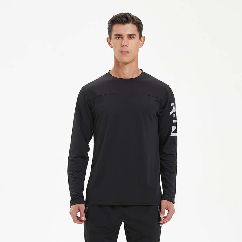 Deportes de los hombres ocio al aire libre cuello redondo Camiseta de entrenamiento de fitness de secado rápido transpirable manga larga nuevos productos de registro impreso