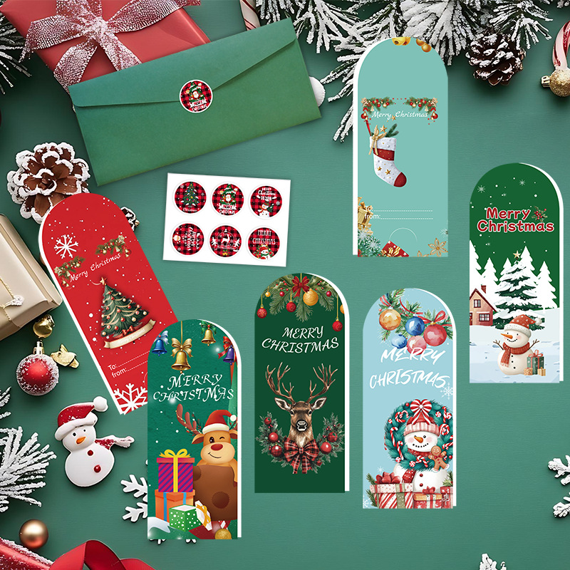新款圣诞贺卡英文套装跨境高级感圣诞节卡片出口创意英文带信封