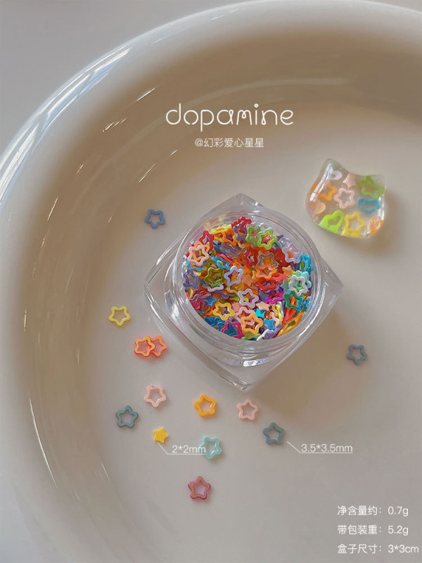 多巴胺星星爱心美甲饰品网红爆款彩色镂空五角星指甲贴片装饰批发|undefined