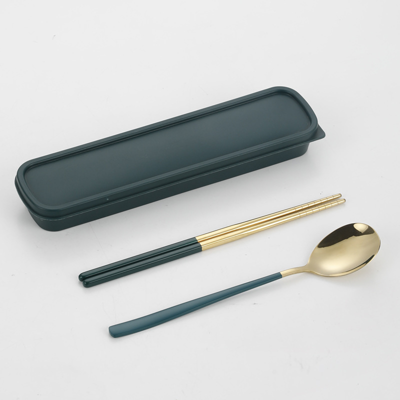 304 vajilla de acero inoxidable cuchara coreana tenedor palillos estudiante portátil conjunto de tres piezas traje creativo regalo puede ser logotipo personalizado