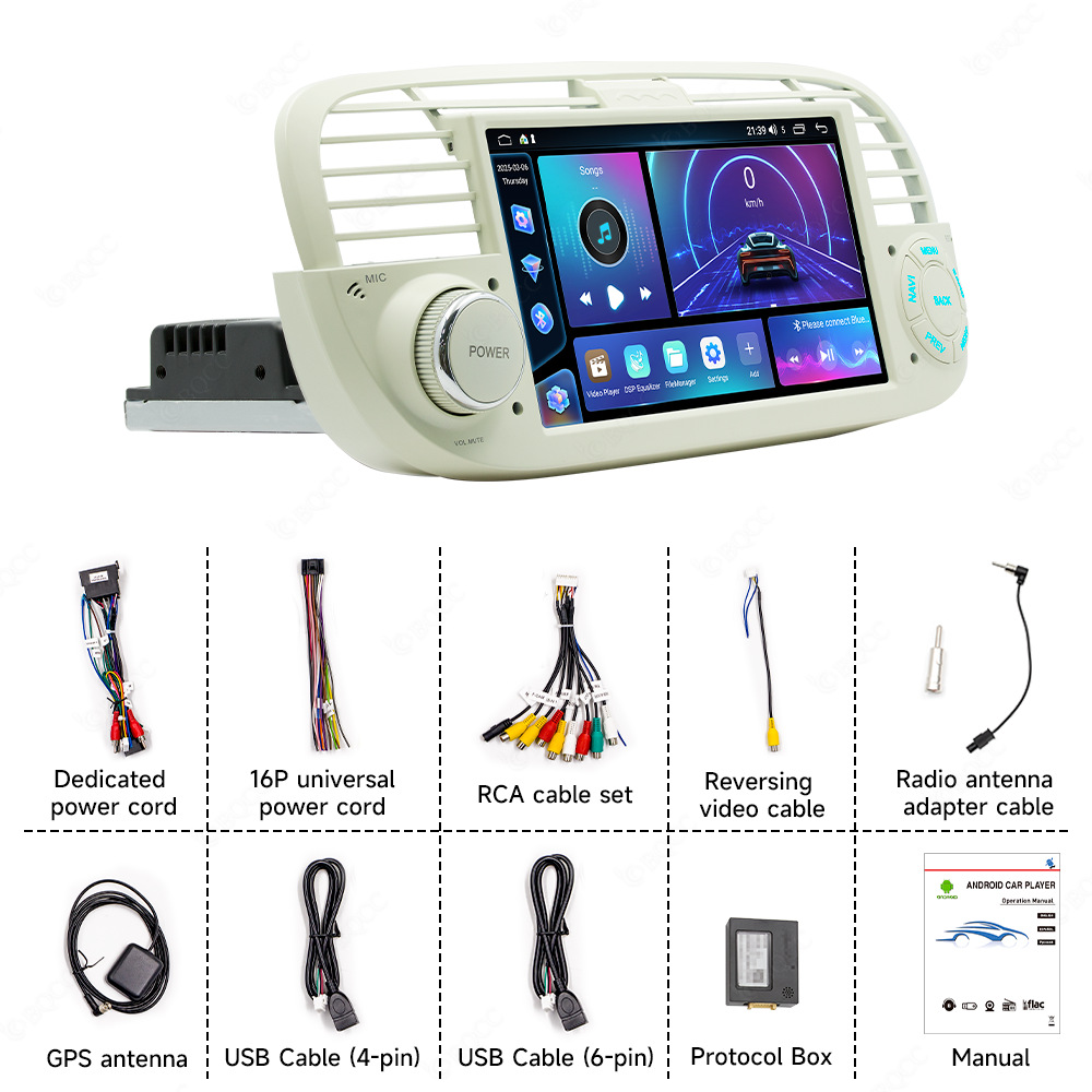 Aplicable a Fiat 500 coche Android GPS Navigator inteligente Bluetooth inalámbrico carplay máquina todo en uno image 4