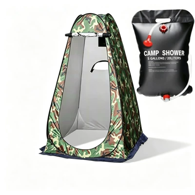 Avtomobil dam çadırları Privacy Changing Tent, Portable - 3-window-standard-camo-20l-shower-bag-single-size-1212-19m