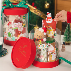 聖誕餅乾盒抱抱桶透明聖誕節禮盒手提袋糖霜雪花酥禮物曲奇包裝盒