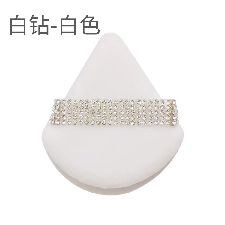 Triangular makeup sponge, crystal rhinestone strap, for loose powder (multi colors)