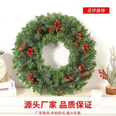 クロスボーダー人気クリスマスリース40/50/60cm発光クリスマスled装飾リースpvcストラップインスタ風