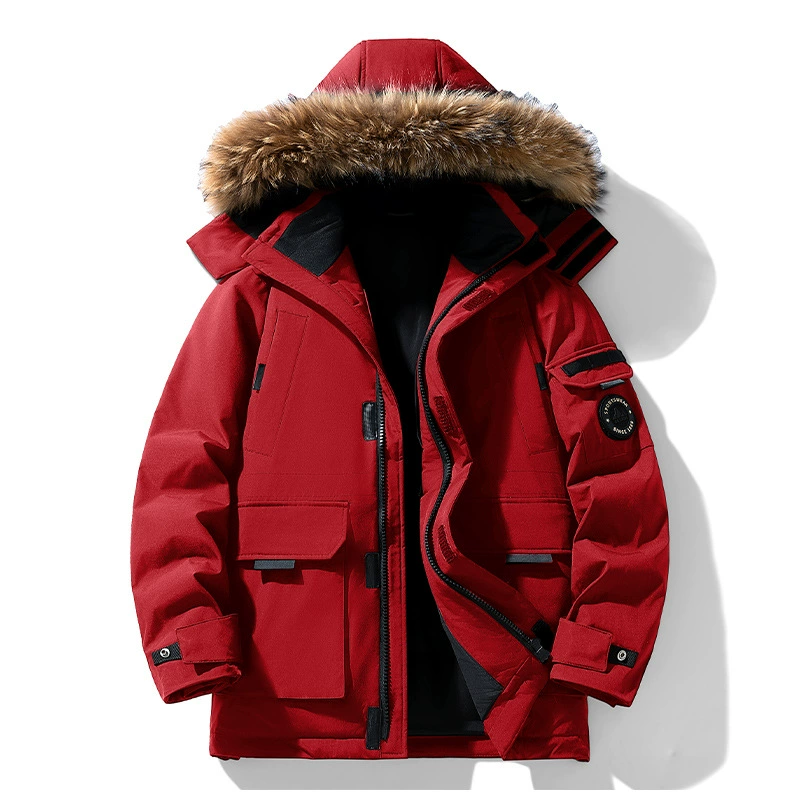 Пуховик мужской, зима 2024, новая высококачественная мужская куртка средней длины на белом утином пуху, которую можно отправлен в одной штуке.