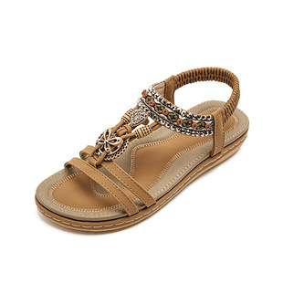 Yasrun 2025 New Lightweight and Plaid Flat Sandals Women's Elastic Band Easiest for Match Fashion Trbottomy Sandals 923-3
