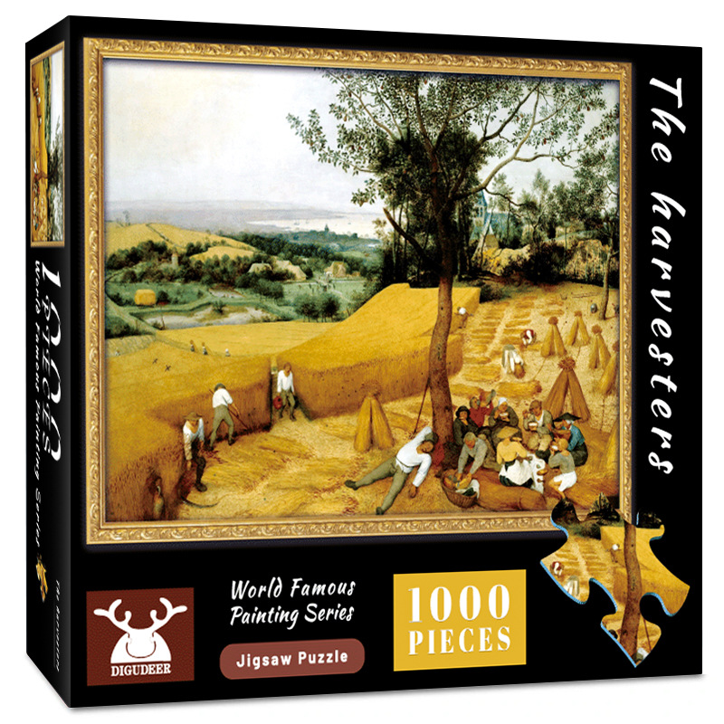 高级著名油画50x70cm纸蓝色硬纸板UV成人 500 1000片拼图游戏