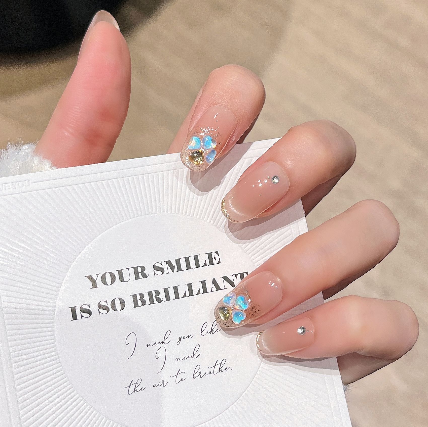 Uñas postizas de ojo de gato transfronterizas, piezas de uñas hechas a mano, uñas postizas, arte de uñas portátil, estilo largo de alta gama.
