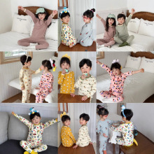 儿童秋衣秋裤a类纯棉男女童磨毛韩版收口厚实宝宝保暖睡衣套装