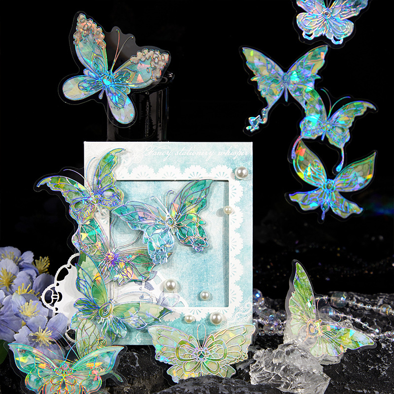 Light-picking mascota hielo cristal Shell luz mariposa pegatina cristal Rosa mariposa serie Diario material de decoración 20 piezas en 6 tipos