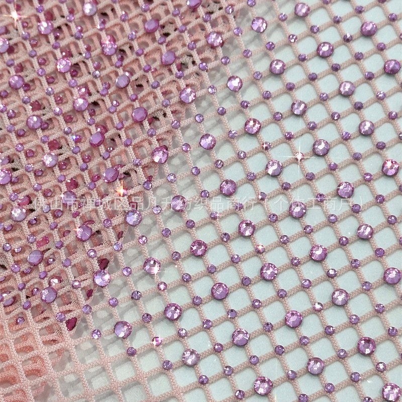 Fabricantes al por mayor tamaño de malla elástica imitación de malla de diamante australiano tela de perforación caliente vestido accesorios de prendas de vestir piezas de corte image 4