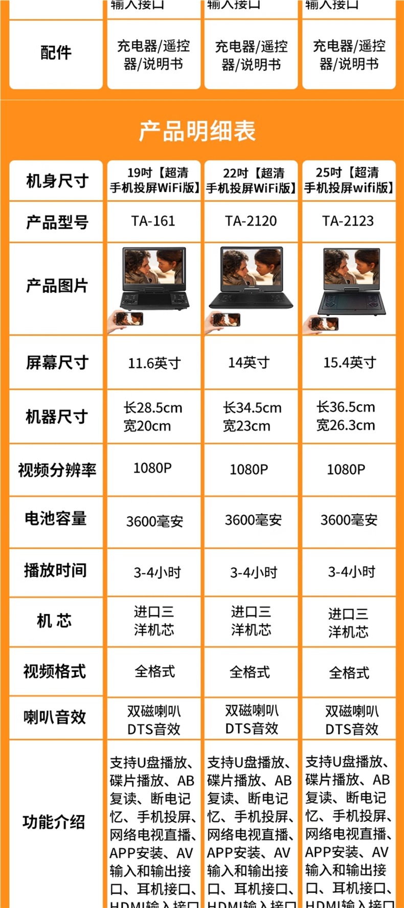 Hanguang Mobile Dvd Player All-In-One Portable Home Vcd Disc Multi-Function High-Definition Small Tv