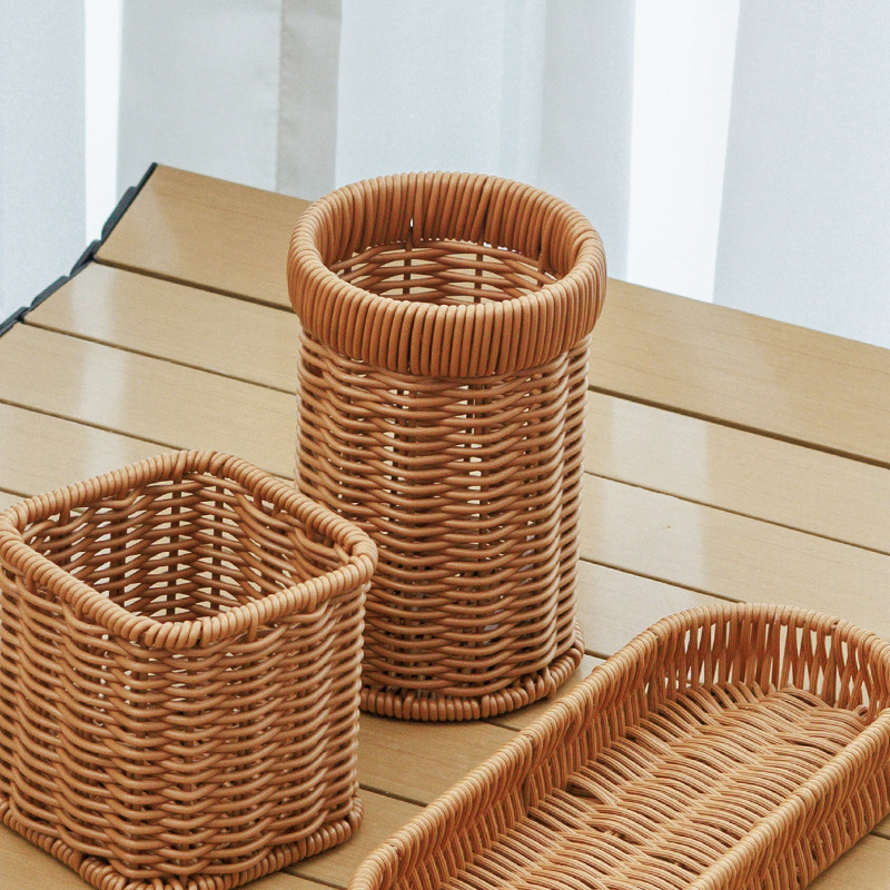 Imitation Rattan Knife, Fork and Spoon Restaurant Commercial Storage Box Hand-Woven Rectangular Kitchen Storage Rack Drain Basket Imitation Rattan Knife, Fork and Spoon Restaurant Commercial Storage Box Hand-Woven Rectangular Kitchen Storage Rack Drain Basket