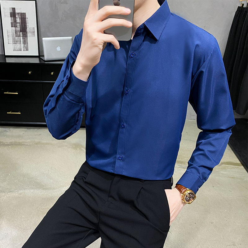 긴 소매 셔츠#네이비 블루