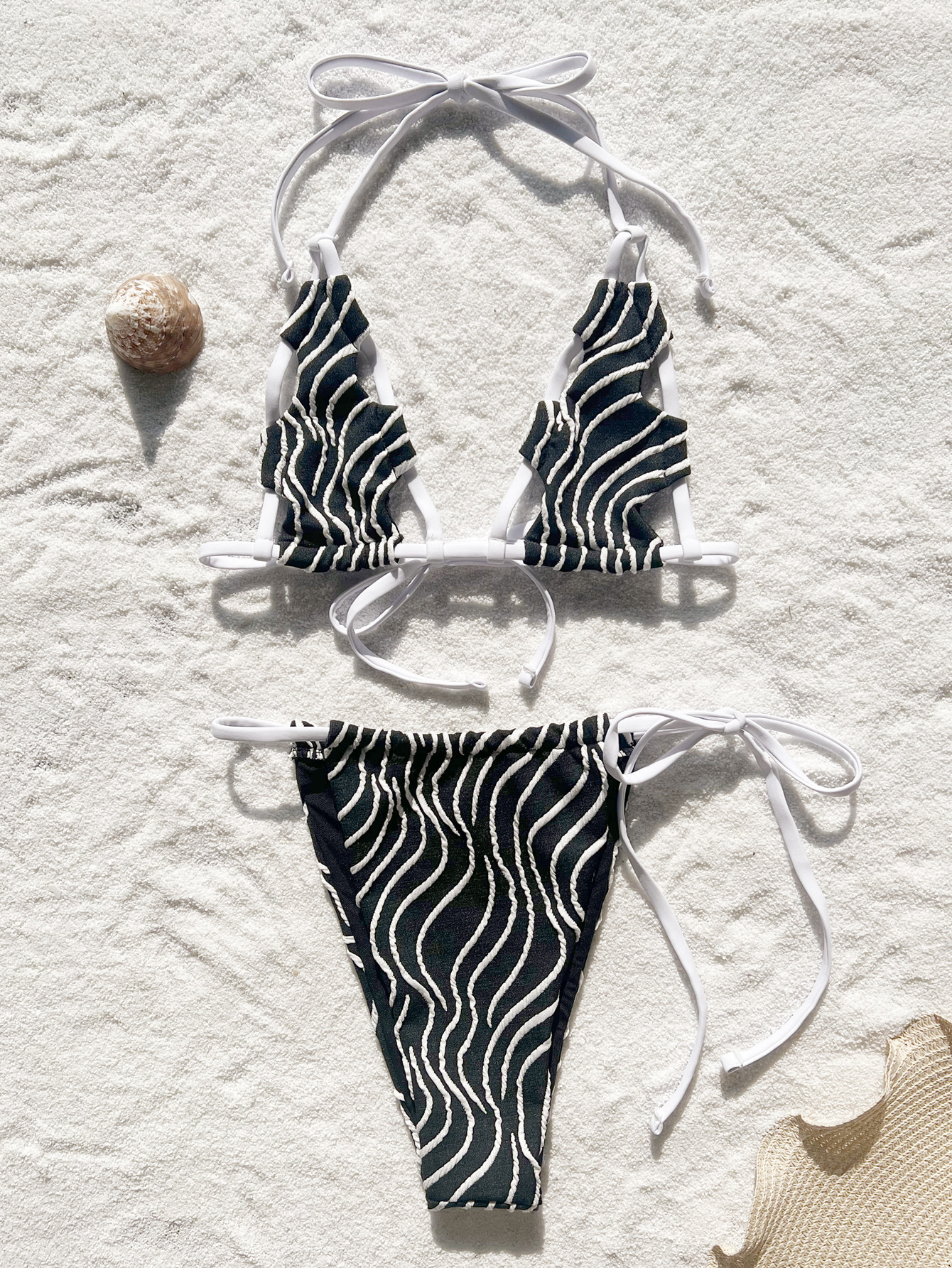 Side view of zebra stripe bikini bottom
