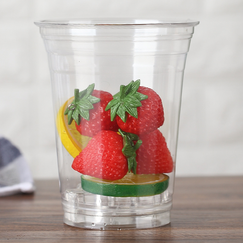 98口径塑料杯高透明PET材质可加印LOGO奶茶冷饮一次性塑料杯