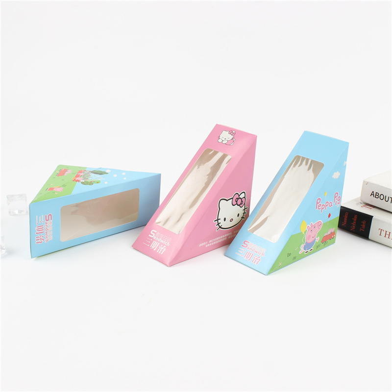 三明治包装盒三角形透明专用加厚盒子三文治开窗面包食品打包袋纸