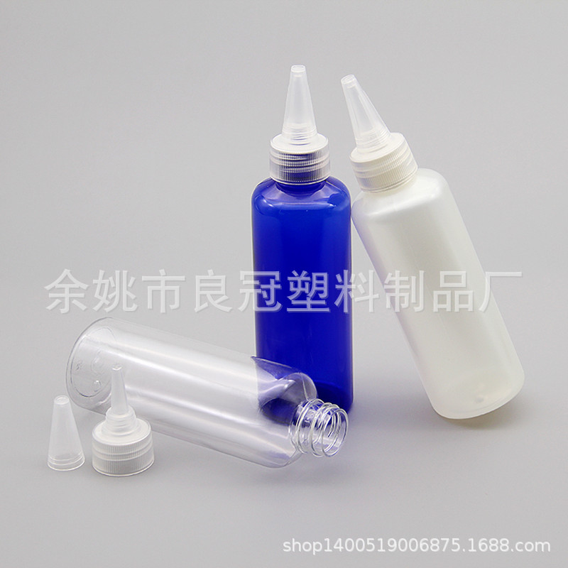 150ml PET塑料 圆肩园艺用具 蜂蜜电发水尖嘴盖瓶