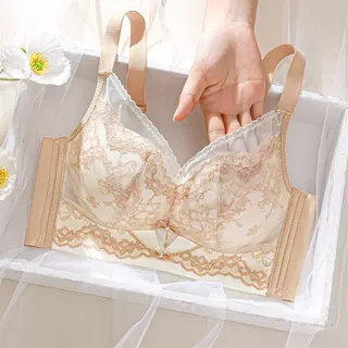 新品内衣调整型文胸聚拢小胸内衣滑滑杯收副乳文胸无钢圈蕾丝文胸