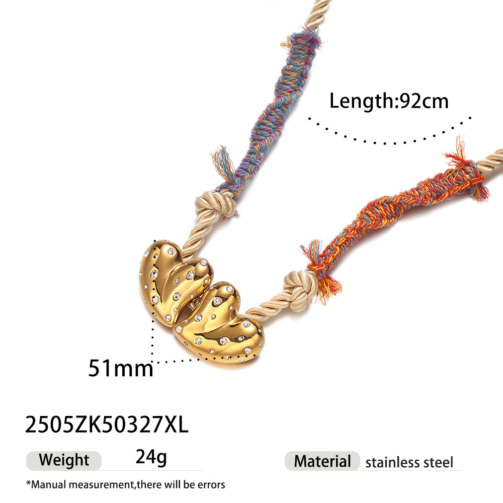 Taena europeo y americano collar colgante de acero inoxidable cadena de cintura de doble uso simple y de alta retención de color amor transfronterizo tejido de cuerda gruesa