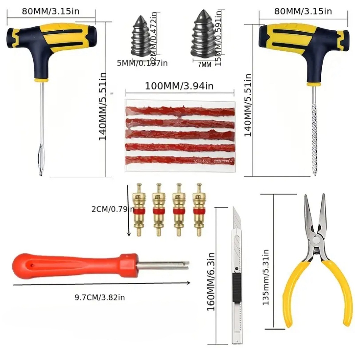 Cross-Border Hot-Selling Eva Emergency Tire Repair Tool Set Bag, a Must-Have for Car, Self-Driving Car and Motorcycle Tire Leak Repair