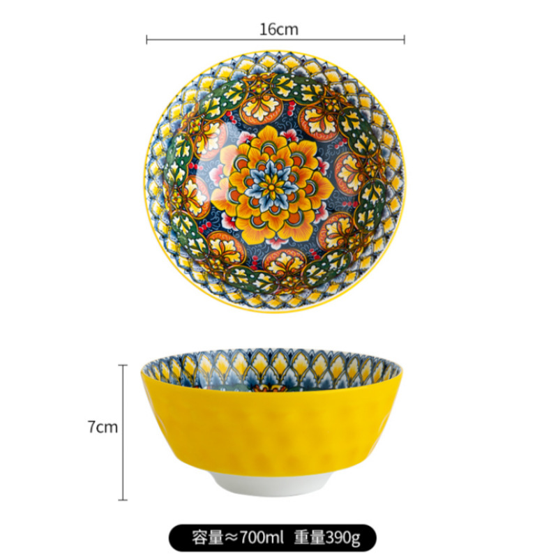 黄金時代 - 6inch フェイスボウル釉下色宮殿スタイルの高価値セラミック日常家庭用食器|undefined