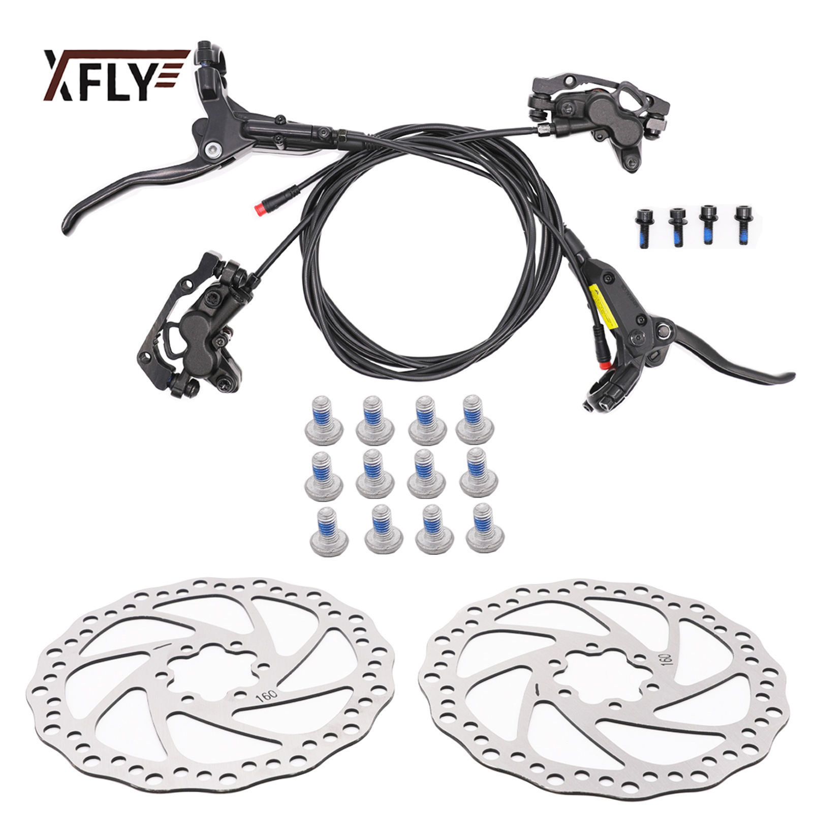 X-Fly E600山地自行车油刹车 锂电车油压碟刹 四活塞制动油碟