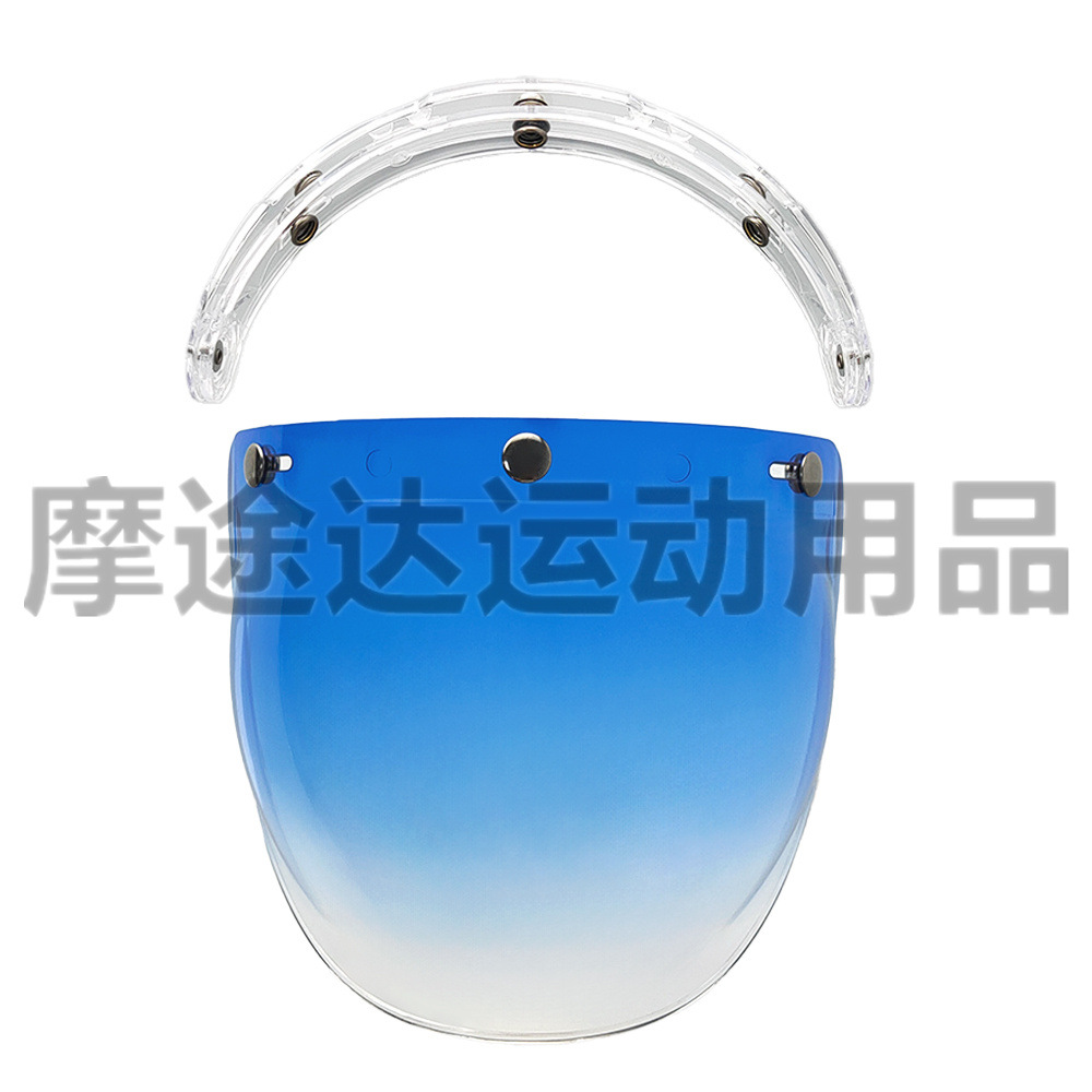 Retro Motorcycle Helmet Lens with Curved Surface, Three-Button Bubble Mirror, Multi-Color Windproof and Uv Protection Shield