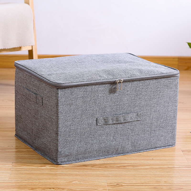 Foldable Clothes Storage Box Fabric Wardrobe Storage Box Cotton and Linen Zipper Box Clothing Storage Box Storage Box