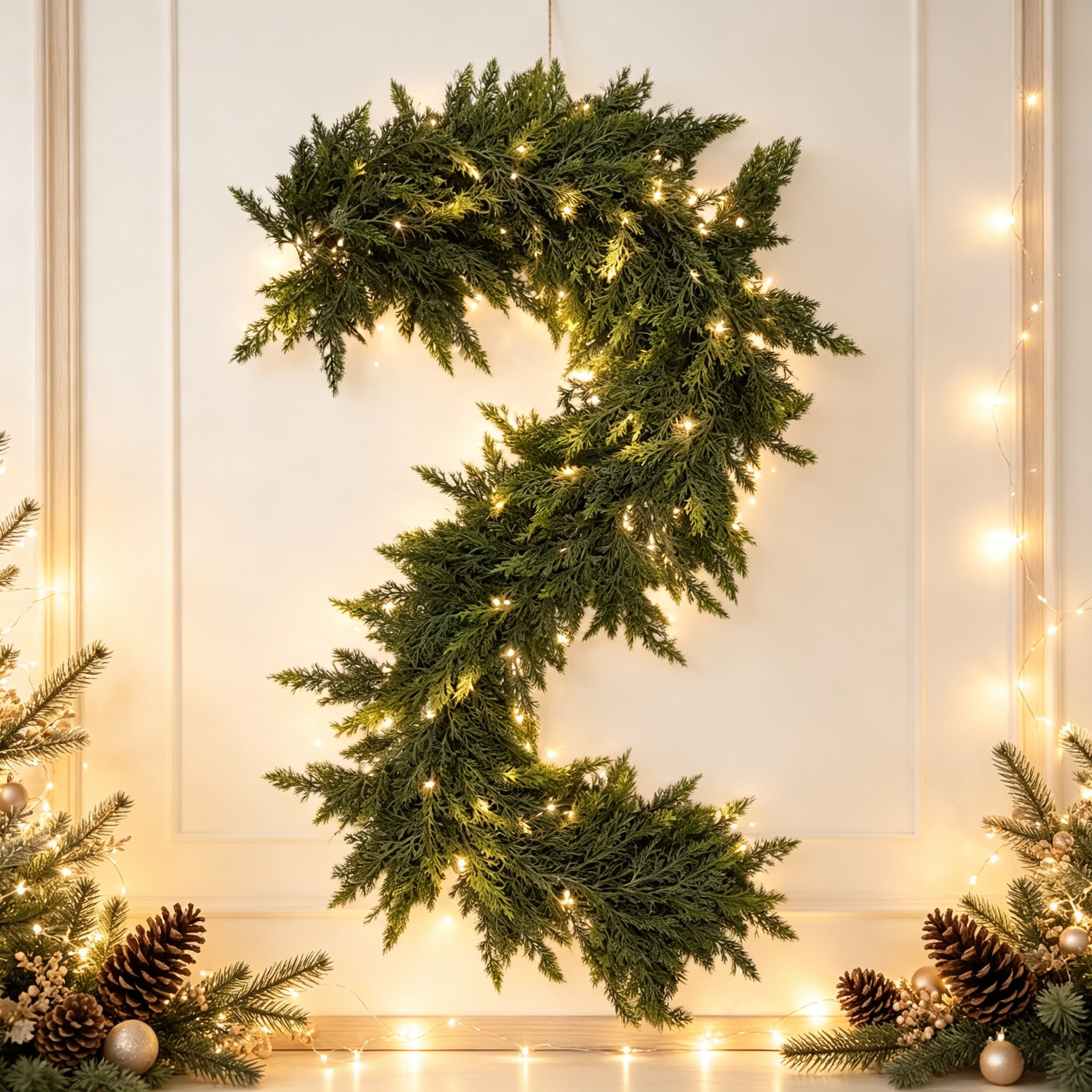 Christmas Rattan Artificial Pine and Cypress Green Plants Desktop Stair Door Hanging Decorations Artificial Flower Plants Christmas Decoration Cross-Border
