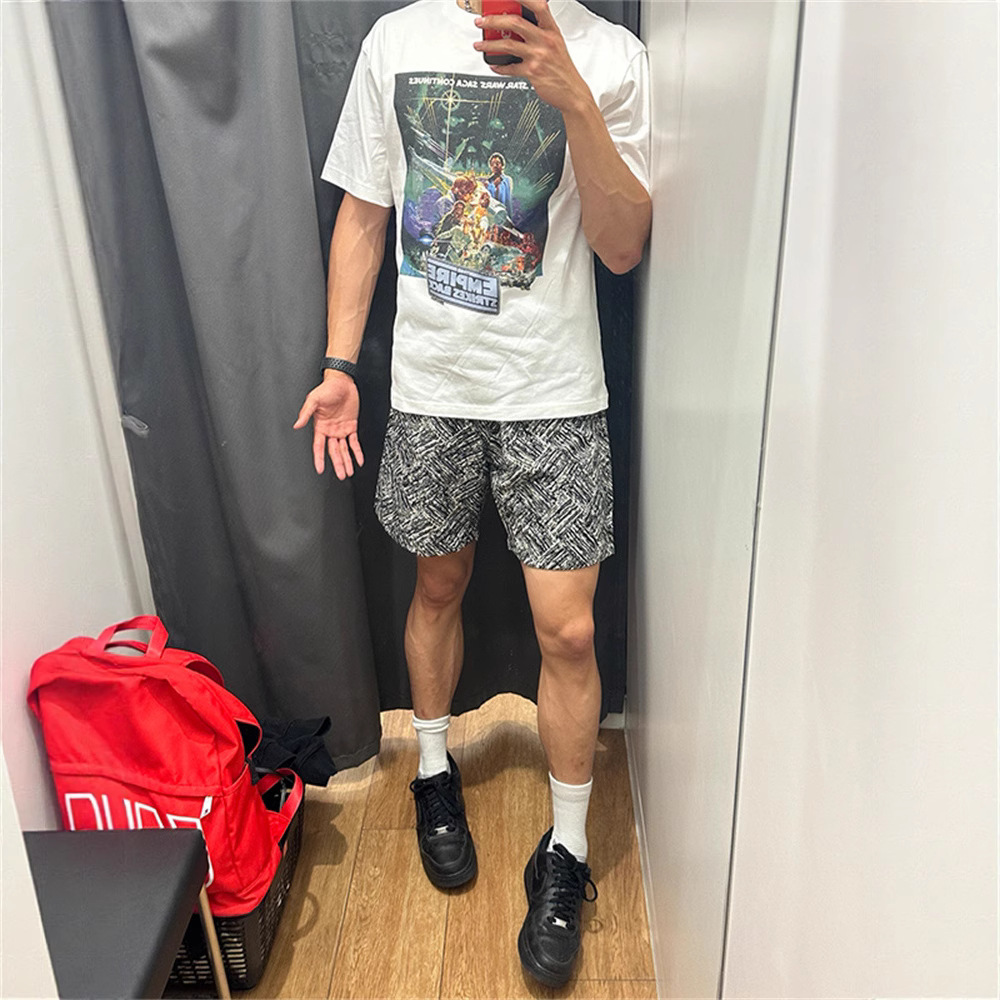 Men's Mid-Length Basketball Sports Shorts Chinese Style Printed Heavy Duty Drape Casual Wide Leg Beach Five Point_viptrois.com
