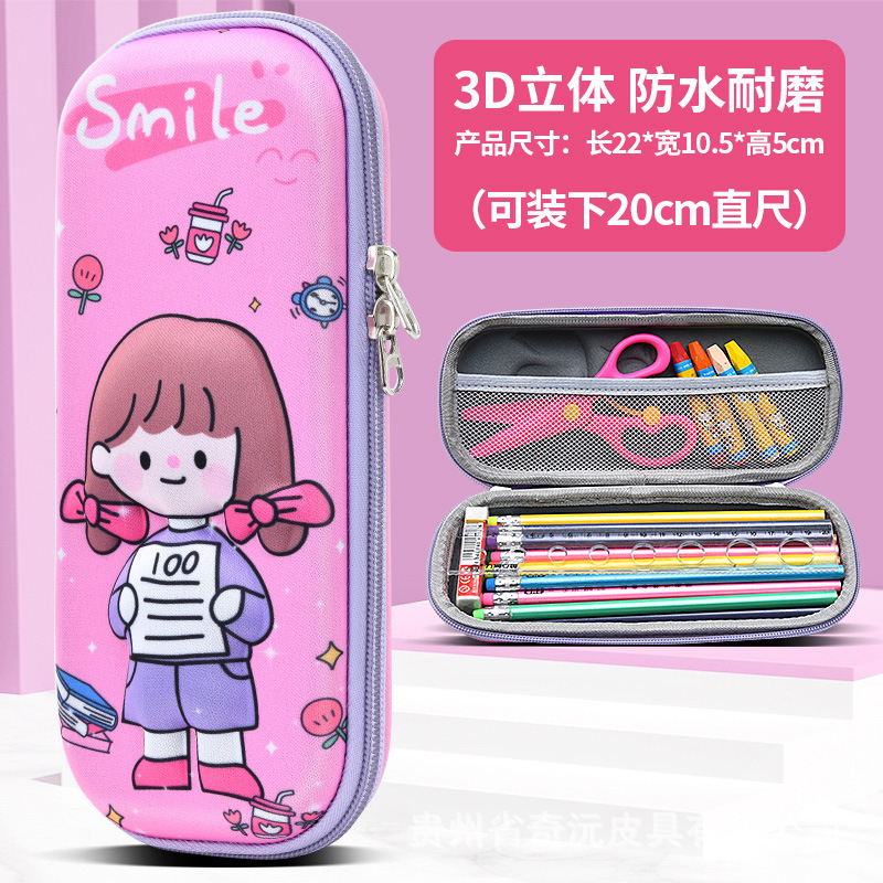 EVA papelería caja de lápices 3D tridimensional de doble capa de gran capacidad de dibujos animados niños estudiante impermeable resistente al desgaste LOGOTIPO conjunto Premio