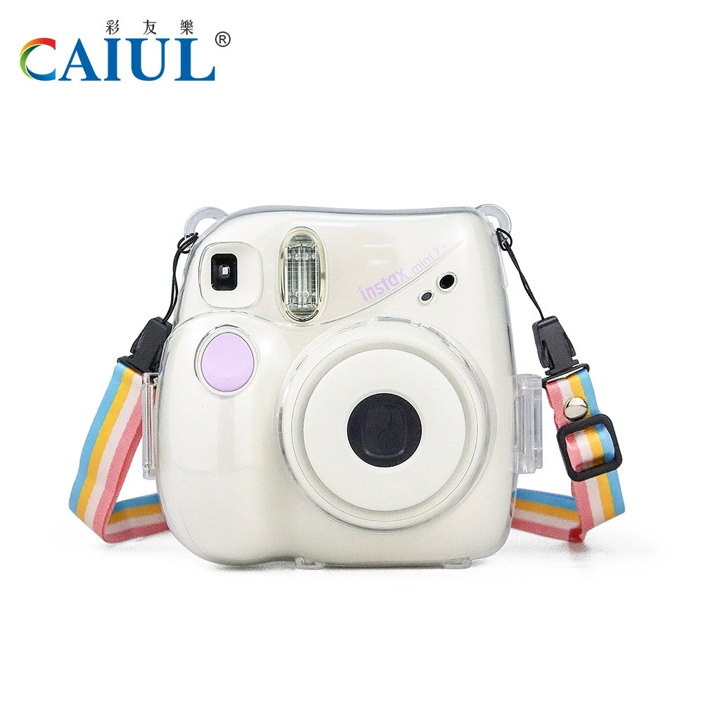 Protective Case (Polaroid) Mini 7+ compatible, crystal transparent shell, colorful strap