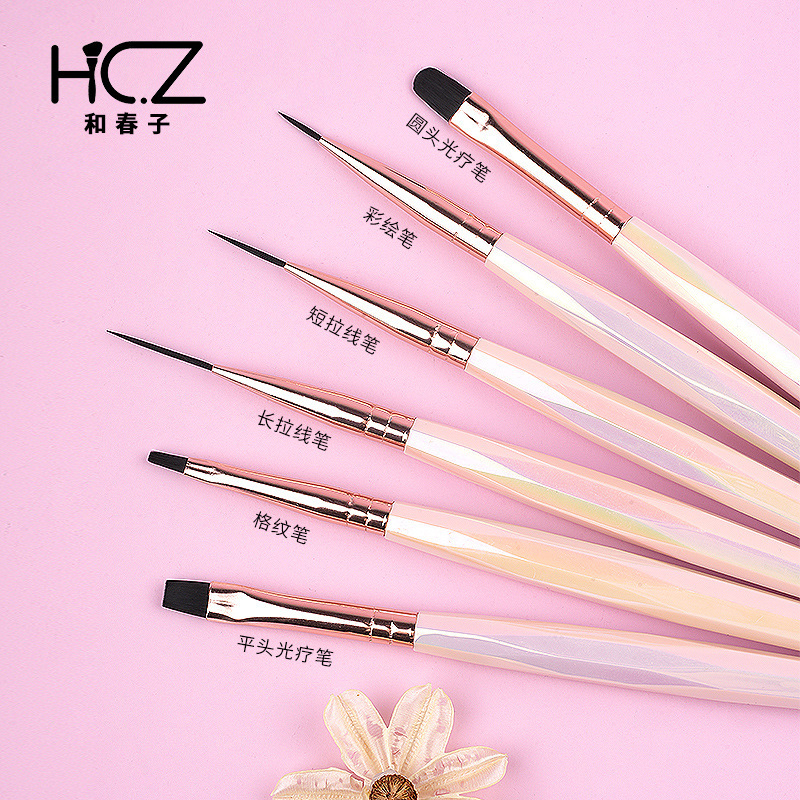 And Chunzi Yellow Rod Polygonal Point Flower Depicting Pen Flat Head Phototherapy 5 Diamond Pull Line Point Drill Nail Pen